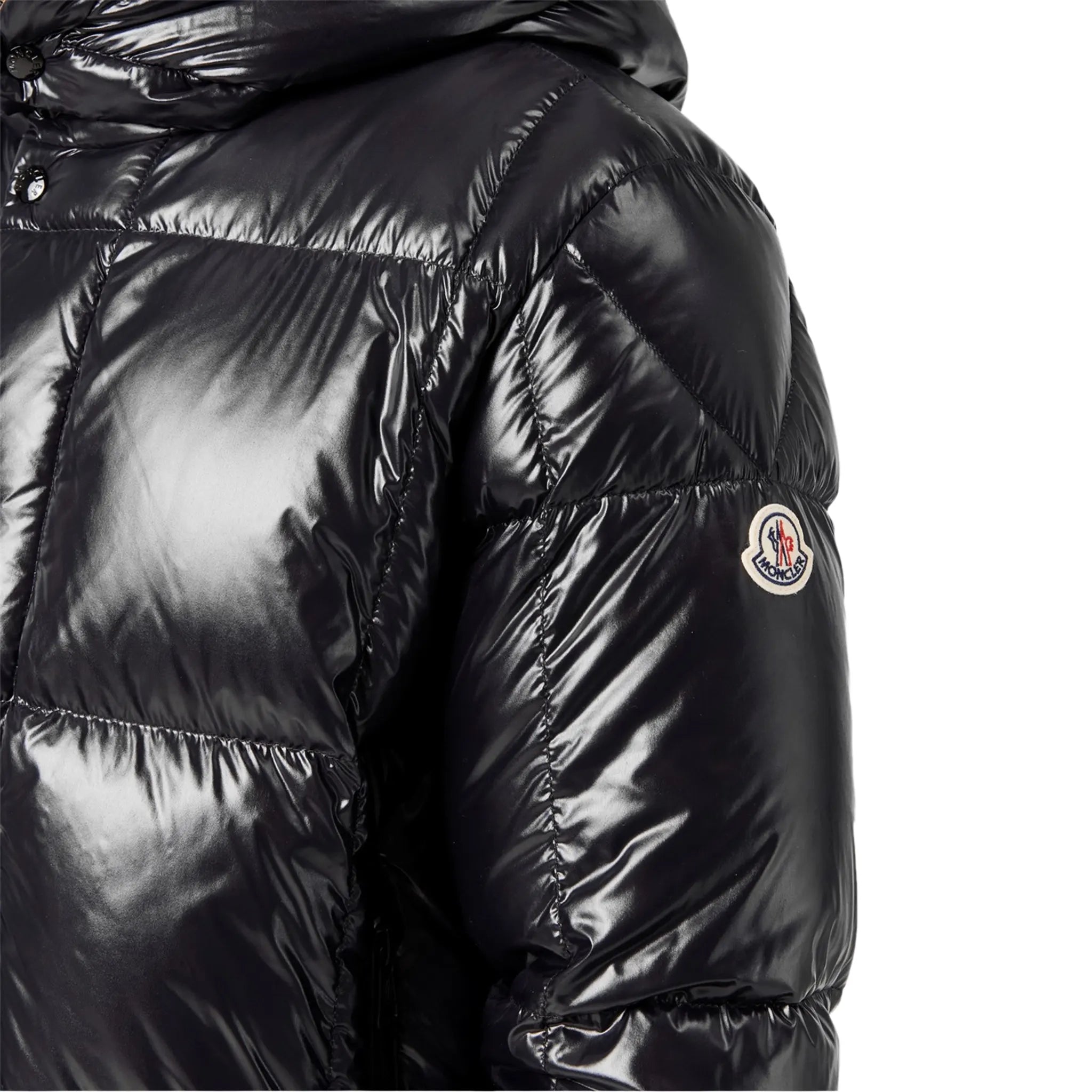 Detailed View of Moncler Parana Hooded Short Down Black Jacket K20911A00187597Z8